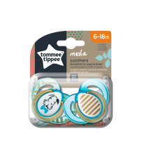 Suzeta ortodontica Tommee Tippee Moda, 6-18 luni, Alb / Turcoaz/Maro, 2 buc